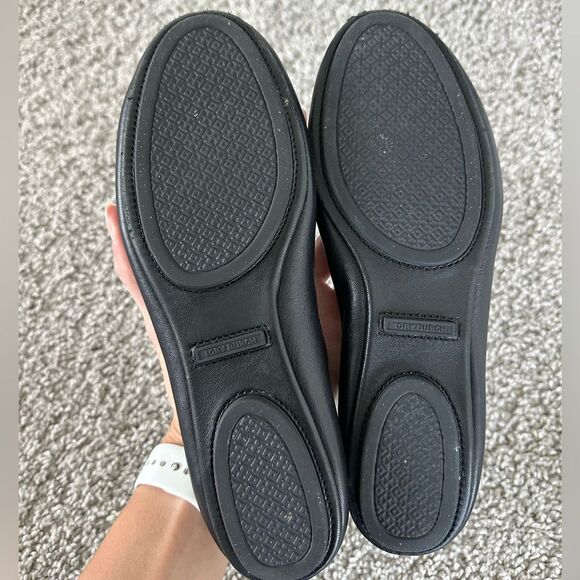 Tory Burch Minnie Travel Ballet Flat | Black Leather Size 7 - Picture 7 of 8